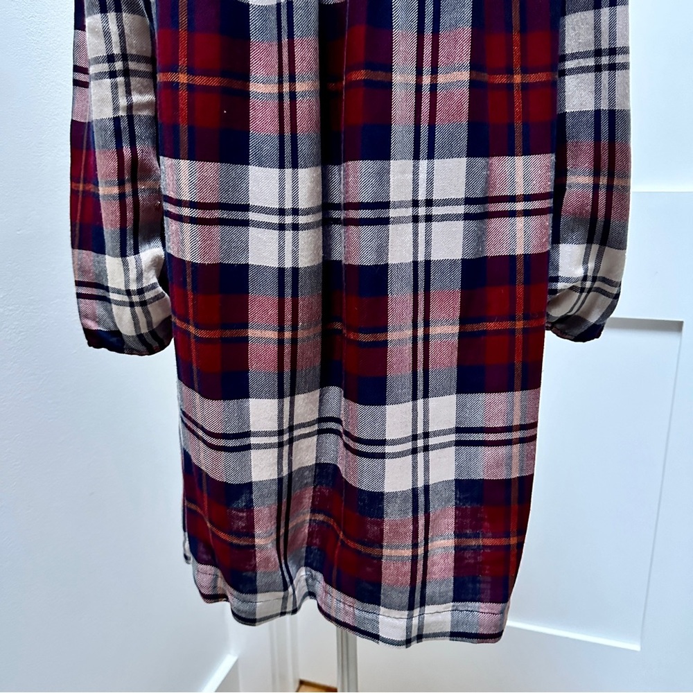 ANTHROPOLOGIE Cloth & Stone Plaid Off-The-Shoulder Tunic Dress - Picture 10 of 12